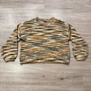 Vince Camuto Marled Knit Sweater Womens Size Large Crewneck Neutral Brown Gray